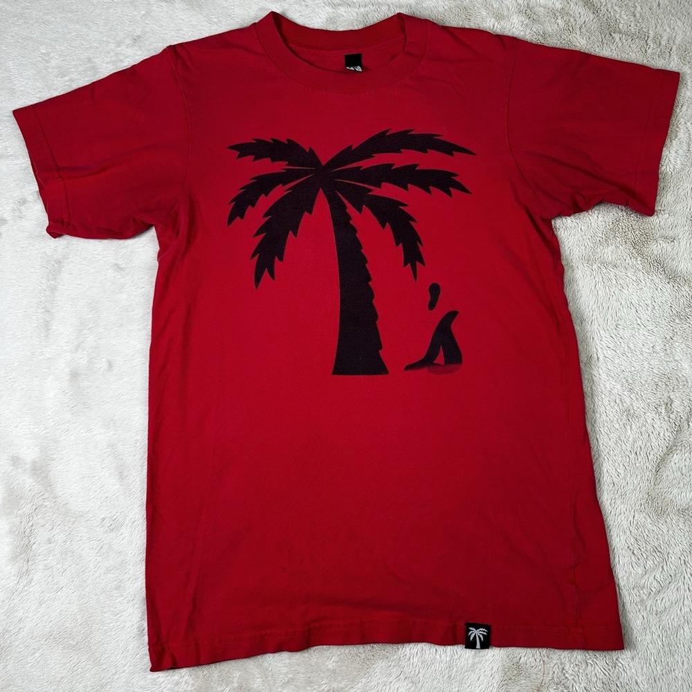 BLVD Supply T-Shirt Men's Sz S 100% Cotton Short Sleeves Palm Tree Graphic Red